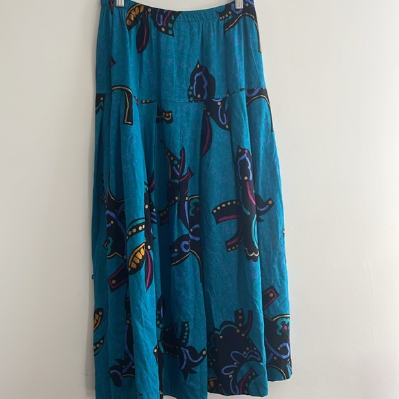 Vintage Sag Harbor Abstract Midi Skirt 90s Artsy Summer Boho Casual Funky - Picture 6 of 7